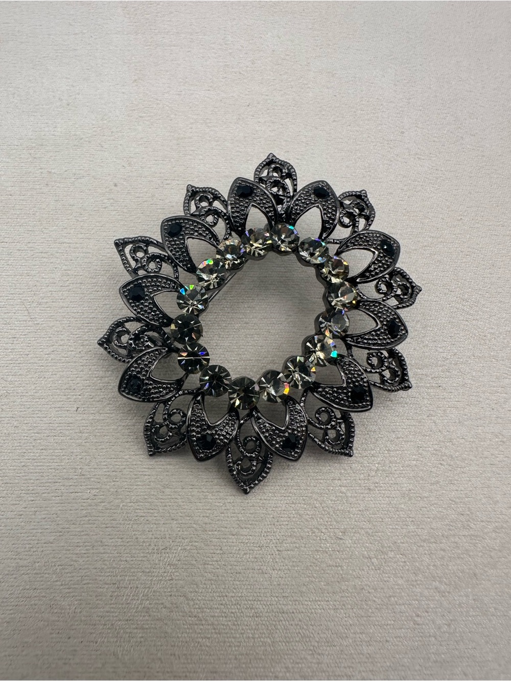 Black Floral Metal Sunburst Wall Accent
